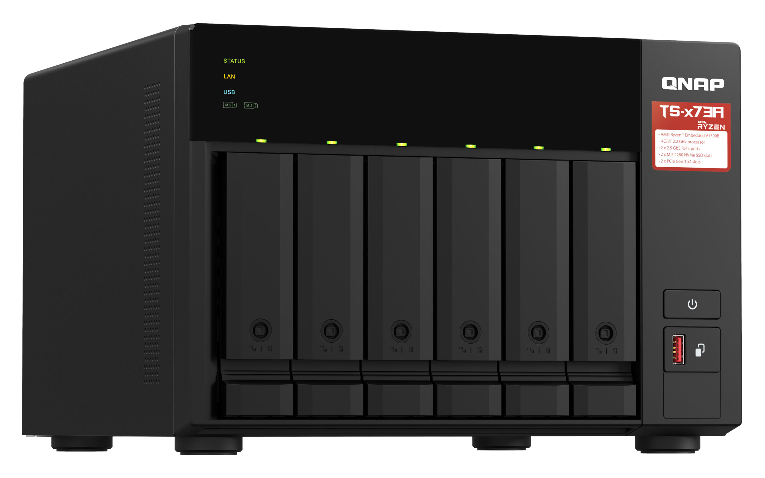 QNAP TS-673A NAS Tower z procesorem AMD Ryzen V1500B - obrazek 3