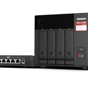 QNAP TS-473A-SW5T - Serwer NAS Tower z procesorem AMD Ryzen i przełącznikiem 2.5GbE