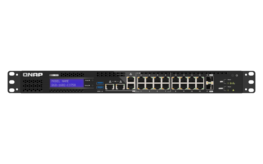 QNAP QGD-1602-C3758-16G - Zarządzany przełącznik sieciowy L2 2.5GbE z funkcjami NAS