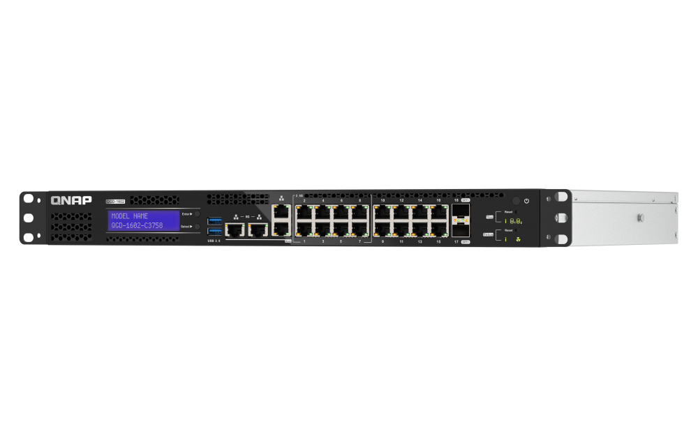 QNAP QGD-1602-C3758-16G - Zarządzany przełącznik sieciowy L2 2.5GbE z funkcjami NAS - obrazek 4