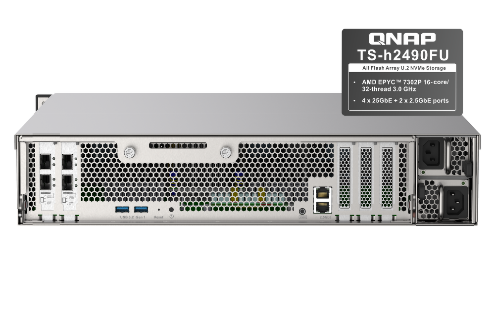 QNAP TS-h2490FU-7302P-256G - Serwer NAS All-Flash NVMe - obrazek 3