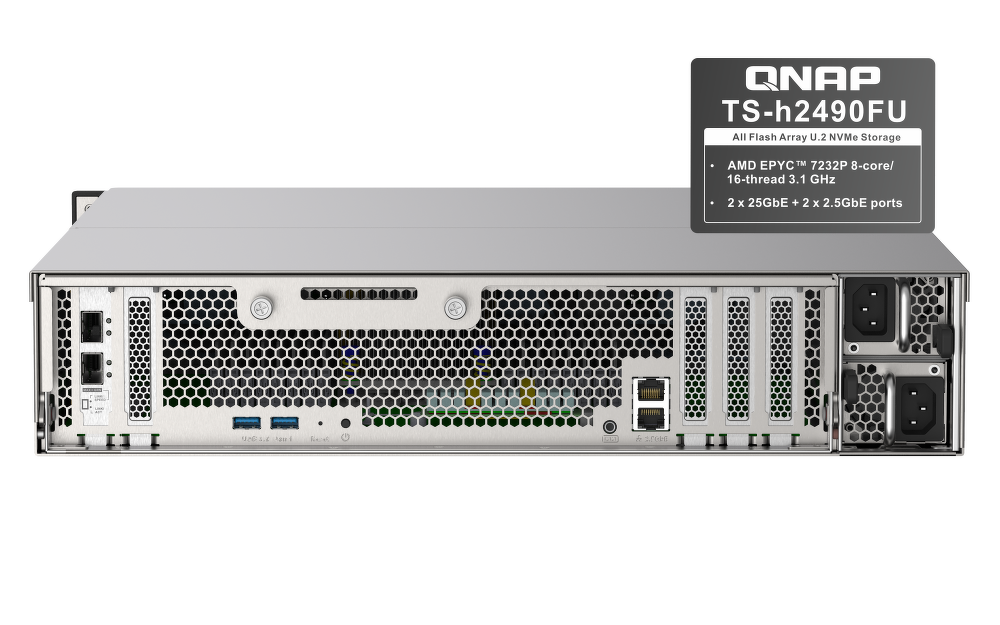 QNAP TS-h2490FU-7302P-256G - Serwer NAS All-Flash NVMe - obrazek 4