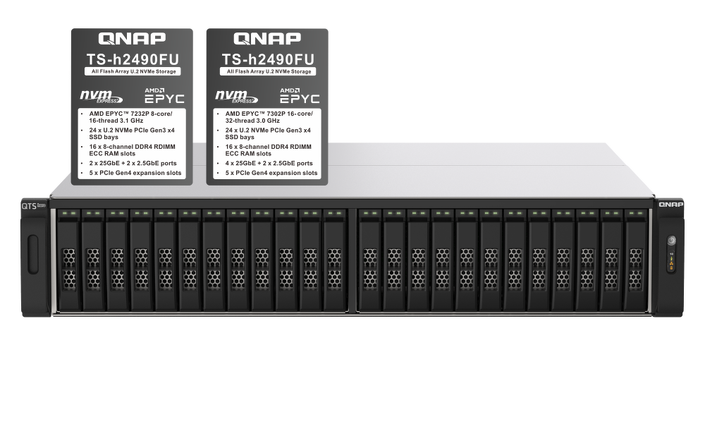 QNAP TS-h2490FU-7302P-256G - Serwer NAS All-Flash NVMe